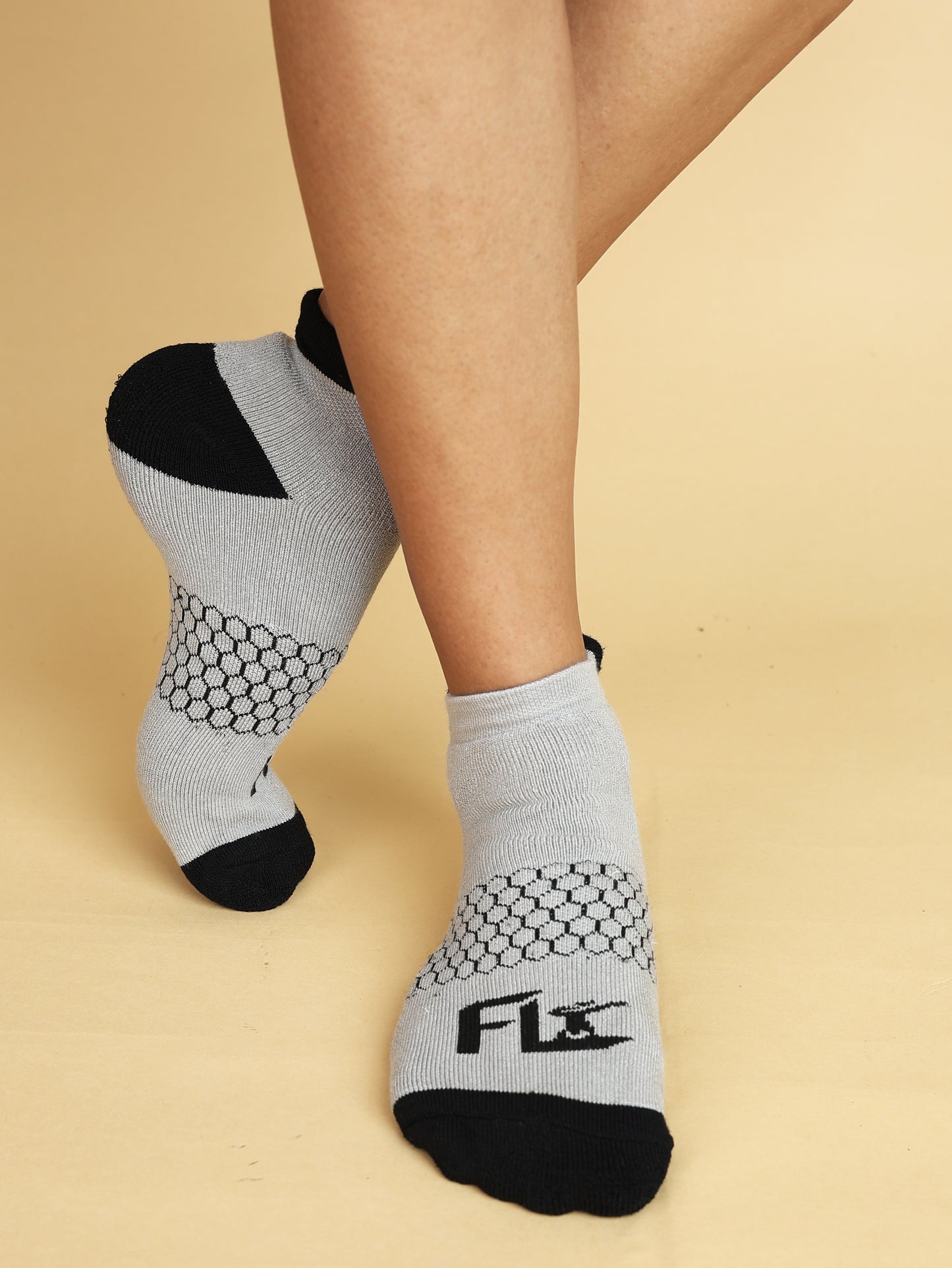 Light Grey with Black Dual Tone Sock FL3PS010