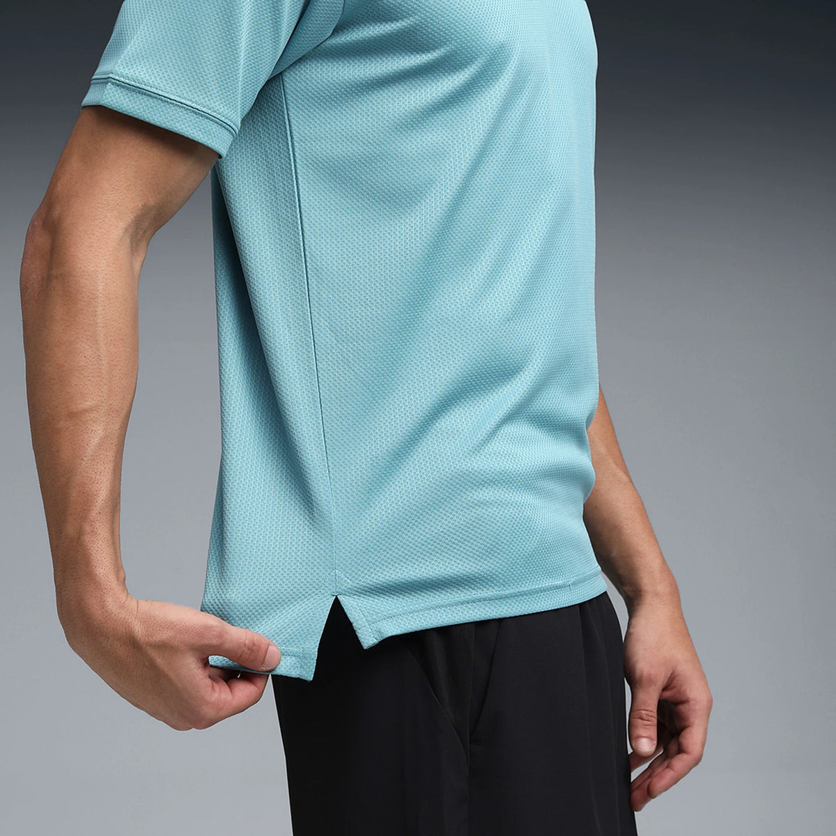 68901046 M TAD ESSENTIAL Jacquard Polo Baltic Sea