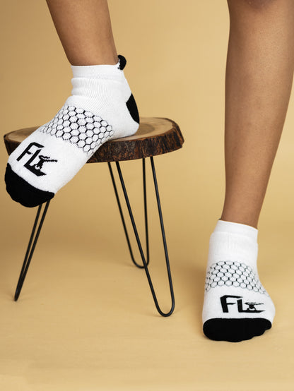 White with Black Dual Tone Sock FL3PS010