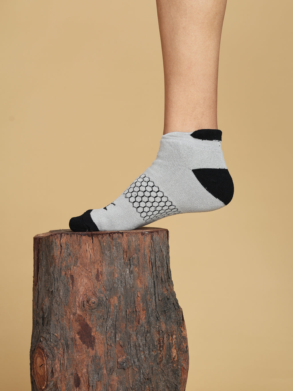 Light Grey with Black Dual Tone Sock FL3PS010