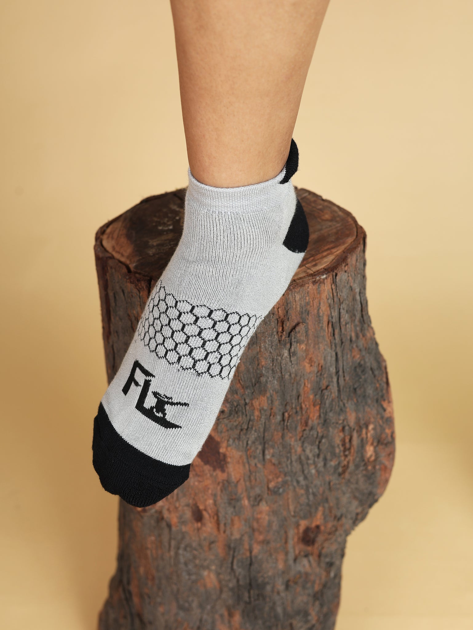 Light Grey with Black Dual Tone Sock FL3PS010