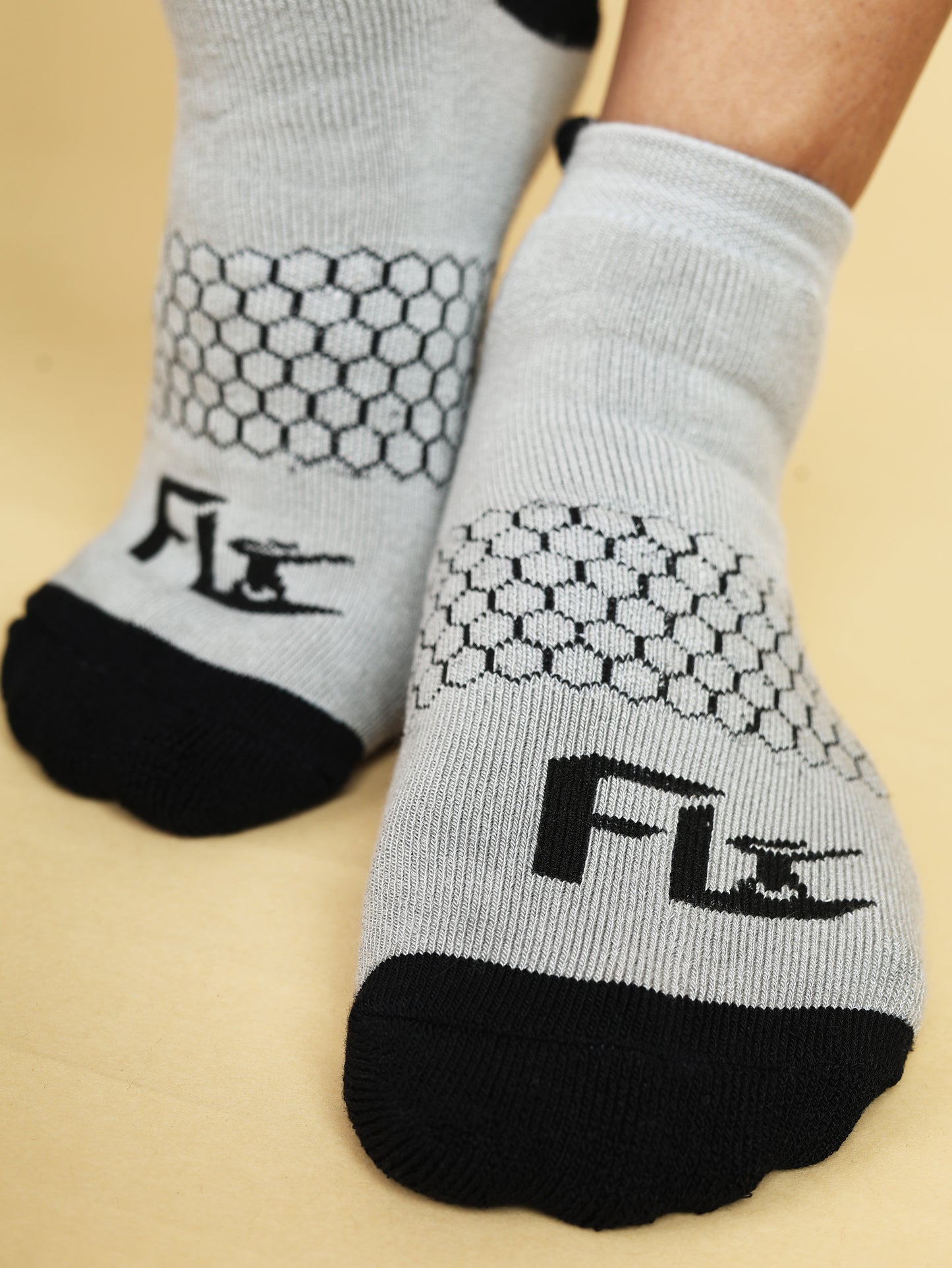 Light Grey with Black Dual Tone Sock FL3PS010