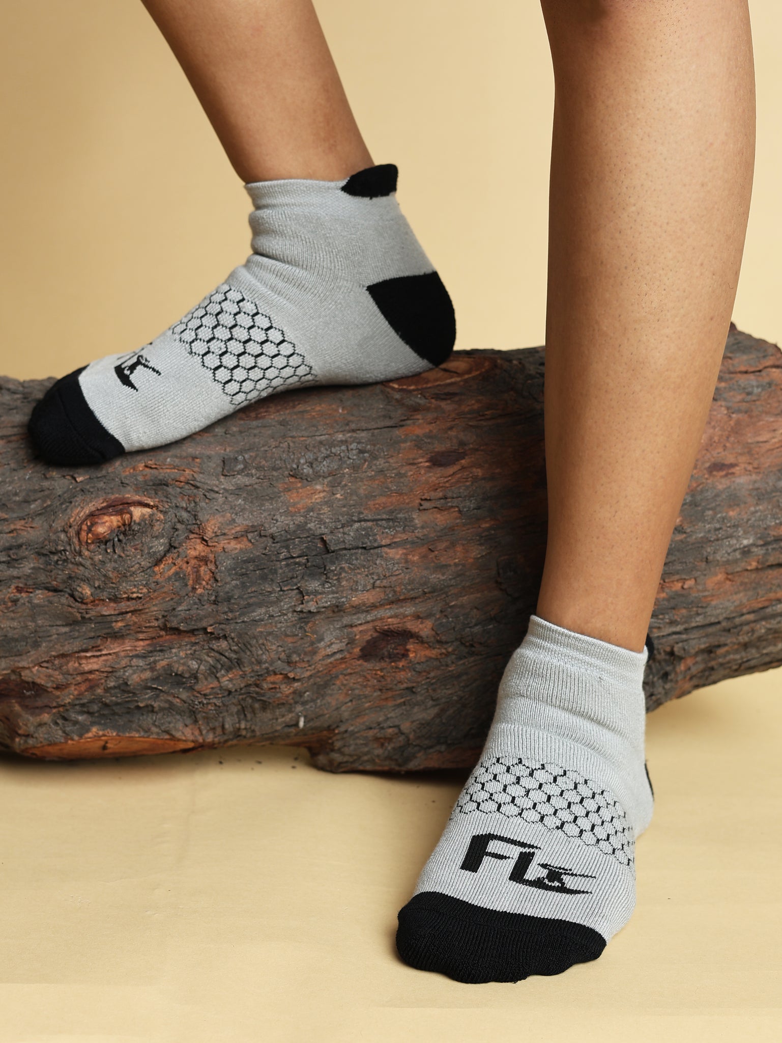 Light Grey with Black Dual Tone Sock FL3PS010