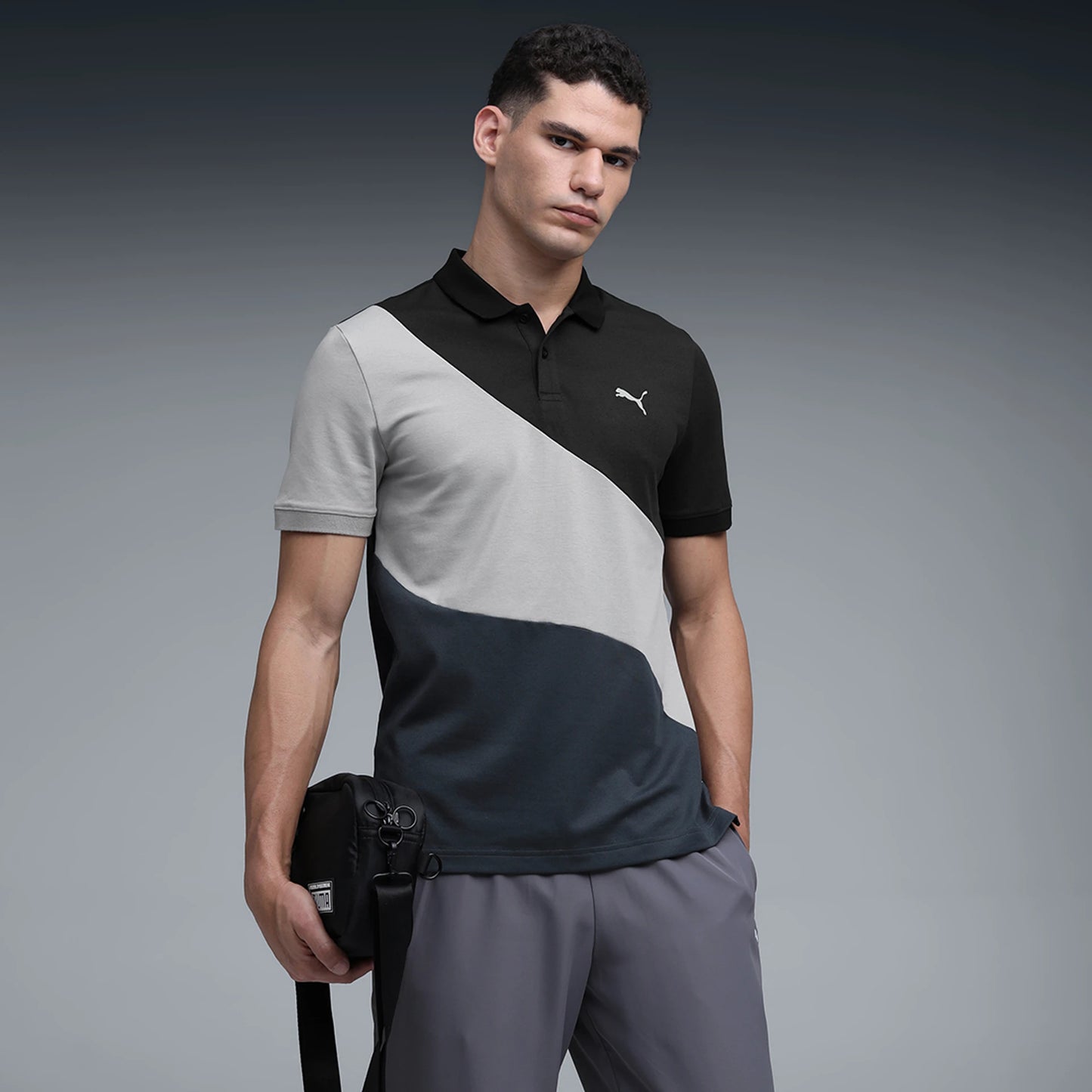 69390701 Puma Essentials Elevated Men's Slim Fit Colorblock Polo