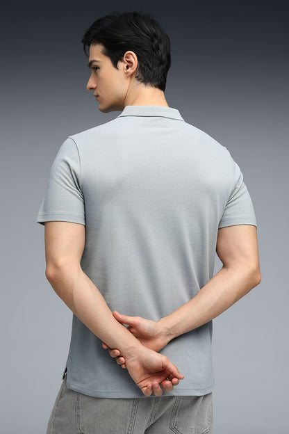 69128208 Basic Puma Logo Polo Cool Mid Gray