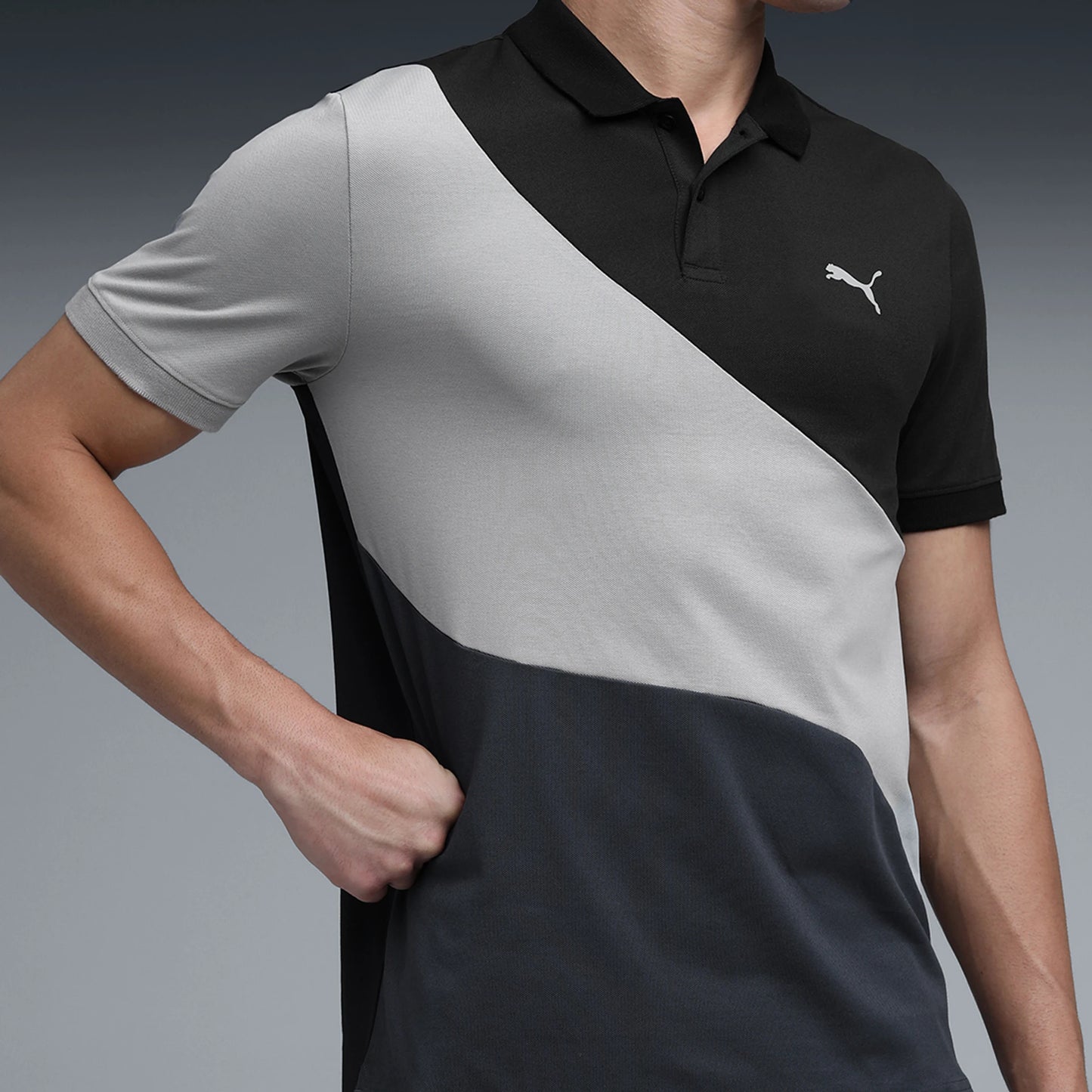 69390701 Puma Essentials Elevated Men's Slim Fit Colorblock Polo